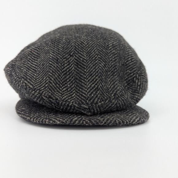 Vintage 100% Wool Herringbone Flat Cap Newsboy Hat Size 7-7 1/8 Made in USA - Picture 2 of 8